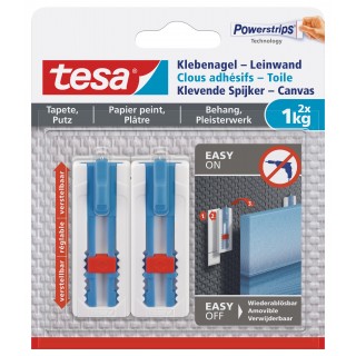 TESA Klebenagel Leinwand für Tapeten und Putz 77778 2 Stück 1 kg weiß