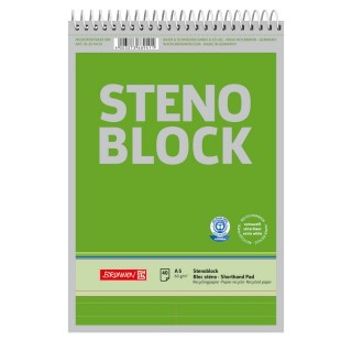 BRUNNEN Stenoblock 10-5574101 DIN A5 40 Blatt liniert mit Mittellinie