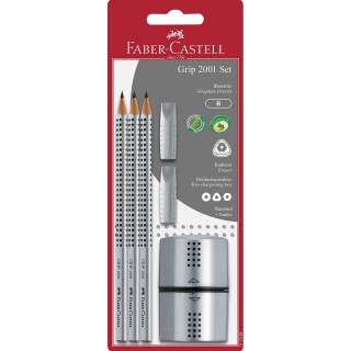 FABER-CASTELL Schreibset Grip 2001 im Blister silber