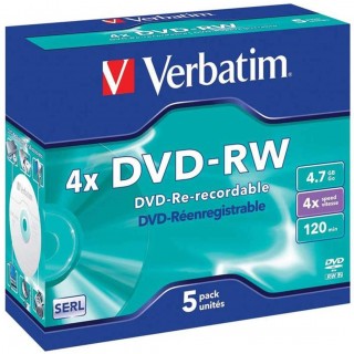VERBATIM DVD-RW 5 Stück 4,7GB 4x Jewel Case