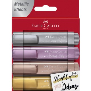 FABER-CASTELL Textmarker TL46 Metallic 4 Stück Keilspitze 1-5 mm farbig sortiert