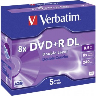 VERBATIM DVD+R 5 Stück 8,5 GB 8x Jewelcase