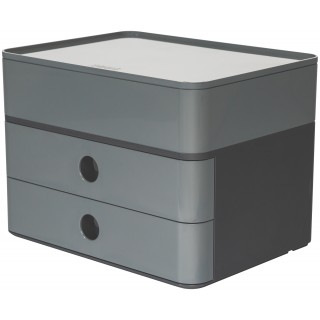 HAN Schubladenbox Smart-Box Plus Allison DIN A4 mit 2 Laden und Utensilienbox granite grey