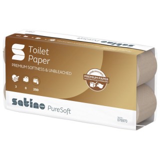 SATINO Toilettenpapier PureSoft 64 Rollen à 250 Blatt 3-lagig softbeige