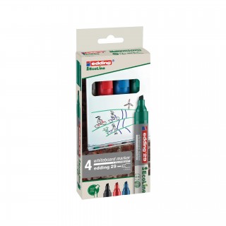 EDDING Whiteboardmarker EcoLine 29 4 Stück mit Keilspitze 1-5 mm farbig sortiert