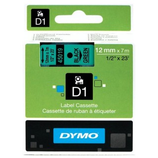 DYMO Beschriftungsband D1 45019 12 mm x 7 m laminiert schwarz/grün
