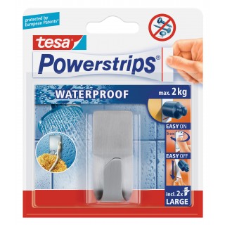 TESA Powerstrips Waterproof 59707 Haken aus Edelstahl silber