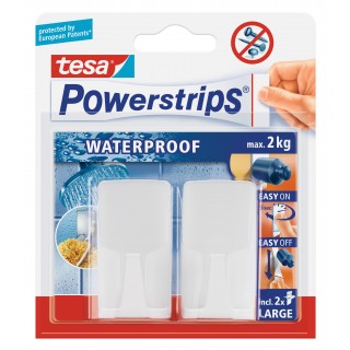 TESA Powerstrips Waterproof 59701 Haken 2 + 2 Stück weiß