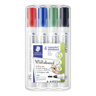 STAEDTLER Whiteboardmarker Lumocolor® 351 mit Rundspitze 4 Stück 2 mm farbig sortiert