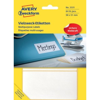 AVERY ZWECKFORM Vielzwecketiketten 3331 84 Stück 98 x 51 mm weiß