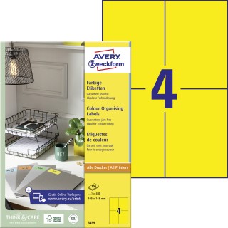 AVERY ZWECKFORM Organisationsetiketten 3459 400 Stück 105 x 148 mm gelb