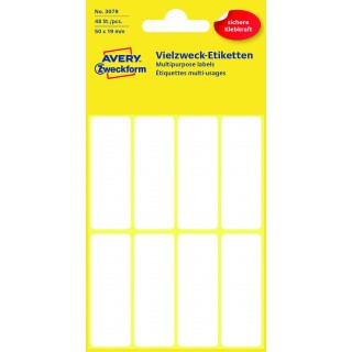 AVERY ZWECKFORM Vielzwecketiketten 3079 48 Stück 50 x 19 mm weiß