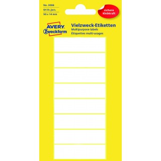 AVERY ZWECKFORM Vielzwecketiketten 3086 64 Stück 50 x 14 mm weiß