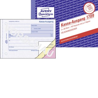 AVERY ZWECKFORM Kassa-Ausgang 1709 A6 quer 3x40 Blatt selbstdurchschreibend