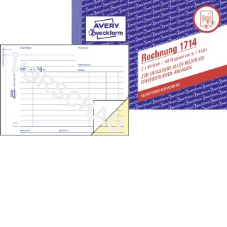 AVERY ZWECKFORM Rechnung 1714 A6 quer 2x40 Blatt selbstdurchschreibend