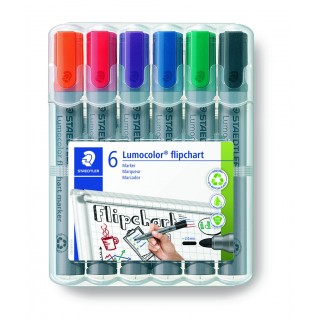 STAEDTLER Flipchartmarker Lumocolor® 356B WP6 mit Keilspitze 6 Stück mehrere Farben