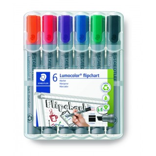 STAEDTLER Flipchartmarker Lumocolor® 356 WP6 mit Rundspitze 6 Stück 2 mm mehrere Farben