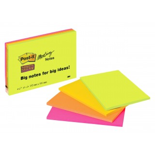 POST-IT® Haftnotizen 6445-SSP Super Sticky Meeting Notes 4 Blöcke à 45 Blatt 152 x 101 mm farbig sortiert