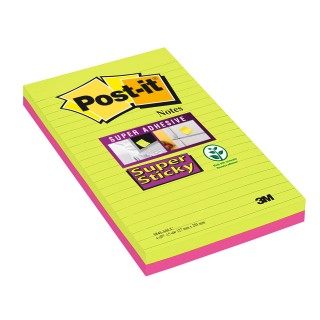 POST-IT® Haftnotizen Super Sticky Notes 5845SSEU 2 Blöcke à 45 Blatt liniert 127 x 203 mm farbig sortiert