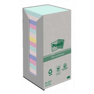 POST-IT® Haftnotizen Recycling Notes 654-1RPT 16 Blöcke à 100 Blatt 76 x 76 mm farbig sortiert
