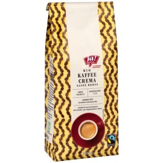 JA! NATÜRLICH Kaffee Crema Bio Fairtrade ganze Bohne 500 g