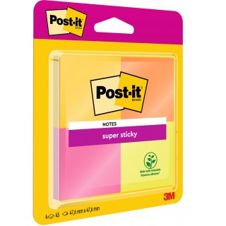 POST-IT® Haftnotizen Super Sticky 6910SS 4 Blöcke à 45 Blatt 48 x 48 mm farbig sortiert
