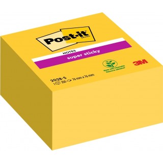 POST-IT® Haftnotizwürfel Super Sticky 2028-S 350 Blatt 76 x 76 mm gelb