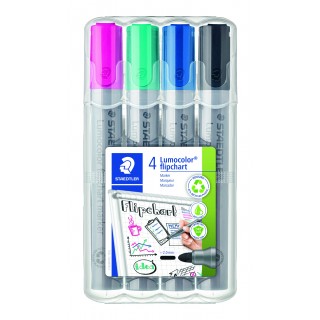 STAEDTLER Flipchartmarker Lumocolor® 356 WP4 4 Stück im Etui mit Rundspitze mehrfarbig