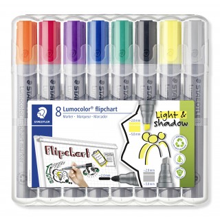 STAEDTLER Flipchartmarker Lumocolor® 356 SWP8 8 Stück im Etui mit Rundspitze und Keilspitze mehrfarbig