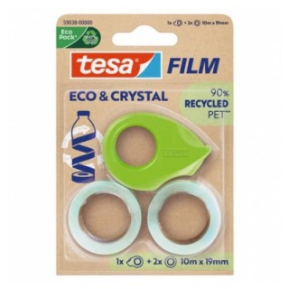 TESA Klebeband Eco & Crystal 59038 19 mm x 10 m 2 Stück inkl. Abroller transparent