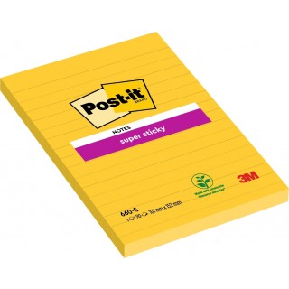 POST-IT® Haftnotizen Super Sticky 660-S 75 Blatt liniert 102 x 152 mm ultragelb