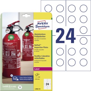 AVERY ZWECKFORM Prüfplaketten L7802-10 240 Stück Ø 30 mm weiß