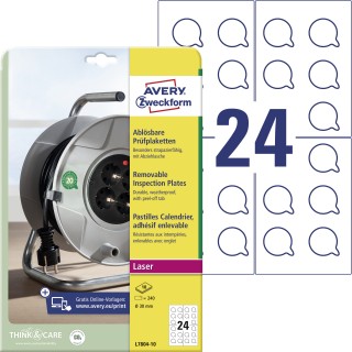 AVERY ZWECKFORM Prüfplaketten L7804-10 240 Stück Ø 30 mm weiß