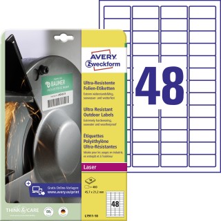 AVERY ZWECKFORM Ultra-Resistente Etiketten L7911-10 480 Stück 45,7 x 21,2 mm weiß