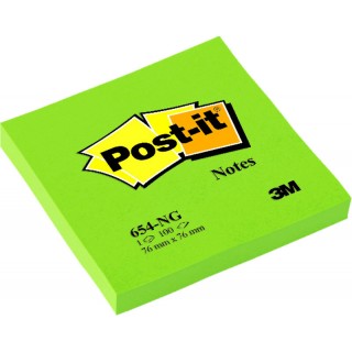 POST-IT® Haftnotizen 654NG 1 Block 100 Blatt 76 x 76 mm neongrün
